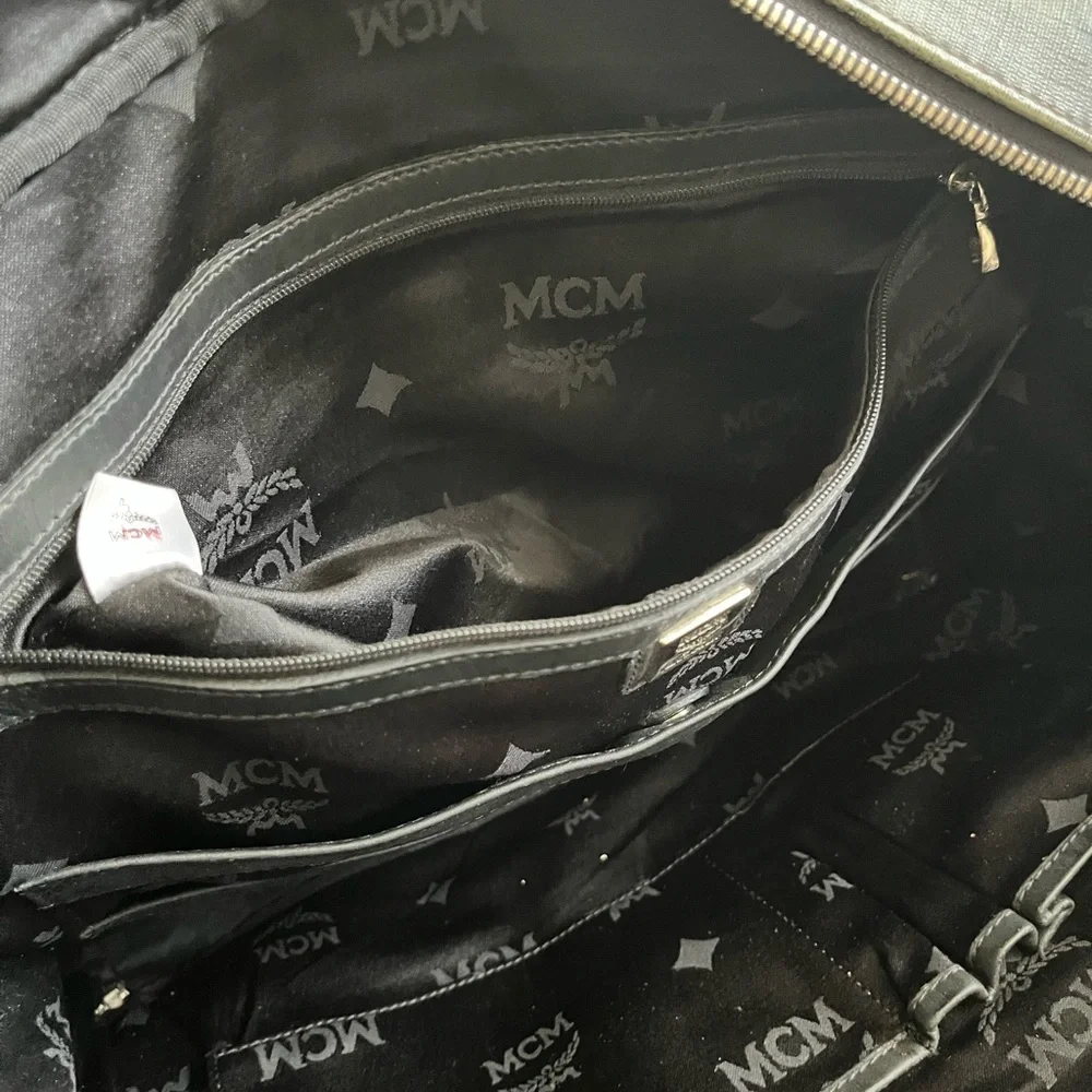 MCM Black and Gray Monogram Briefcase